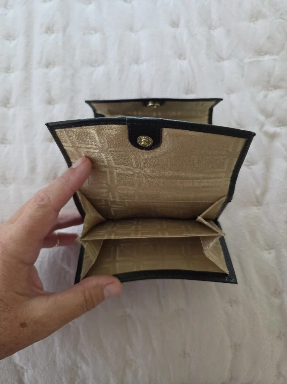 Lodis Black Leather Compact Wallet with Gold Snap